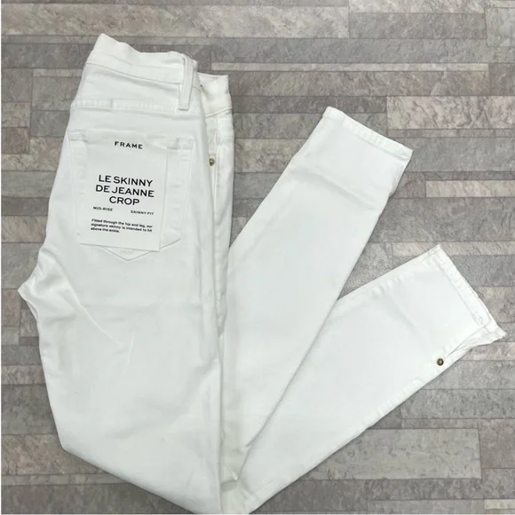 NWT Frame Denim Le Skinny De Jeanne Crop Jean In Blanc White Size: 25